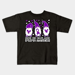 Epilepsy Awareness Gnome One Fights Alone Kids T-Shirt